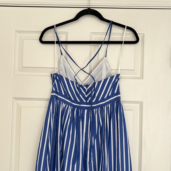 J.Crew Long Drapey Spaghetti-strap Maxi in White Blue Stripe Dress - Picture 9 of 13